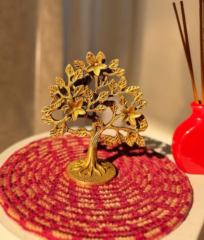 Brass Finish Kalpavriksha Tree for Home Decoration (11* 8 * 10)