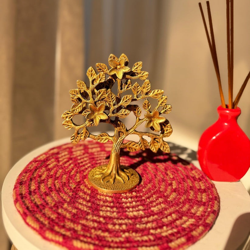 Brass Finish Kalpavriksha Tree for Home Decoration (11* 8 * 10)