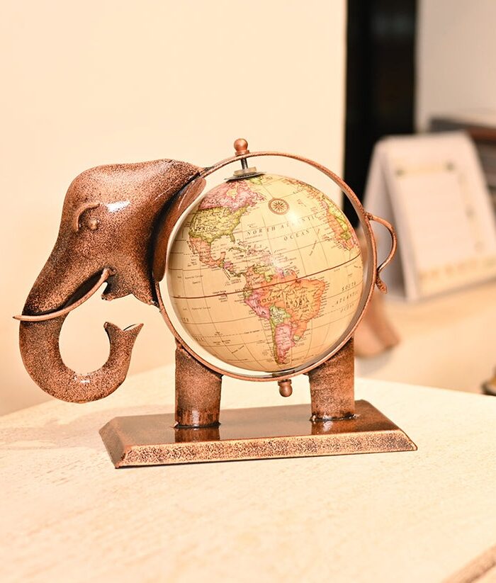Brown Elephant Globe Small Decorative Piece (25.4* 12.7 * 20.32)