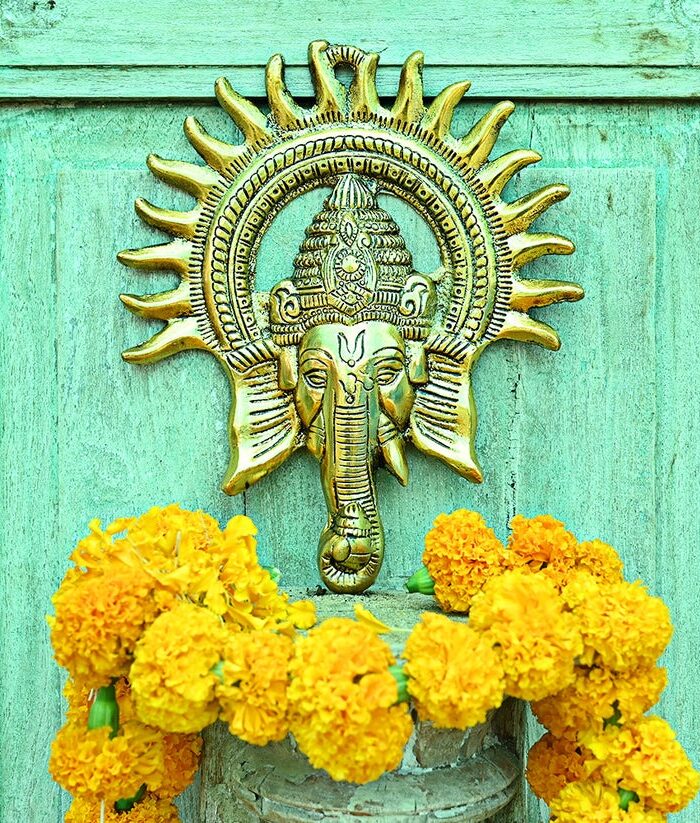 Golden Kiran Ganesh Idol for Worship (48.26* 8.89 * 58.42)