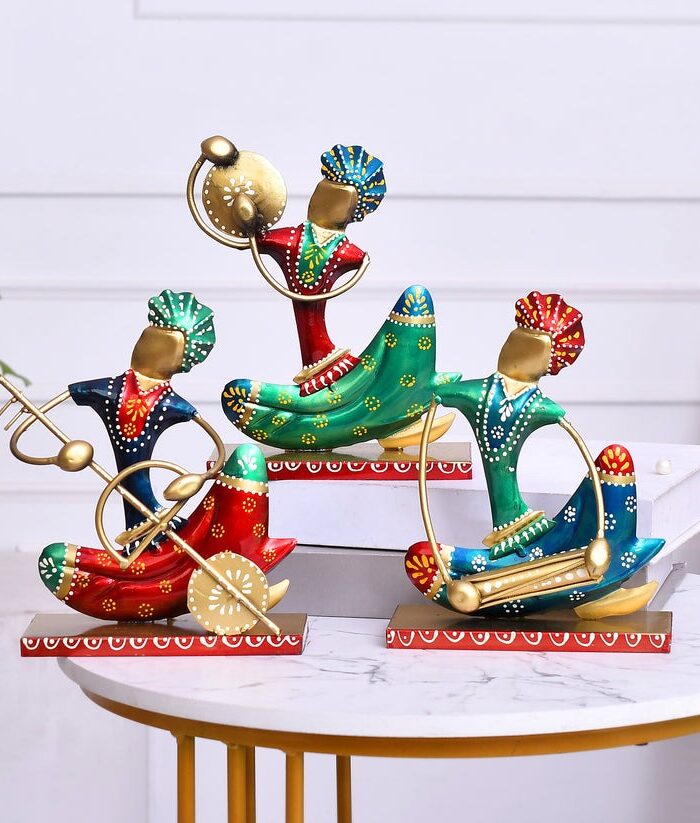 Golden Nagpuri Musician Showpiece for Decoration (18* 8 * 20)