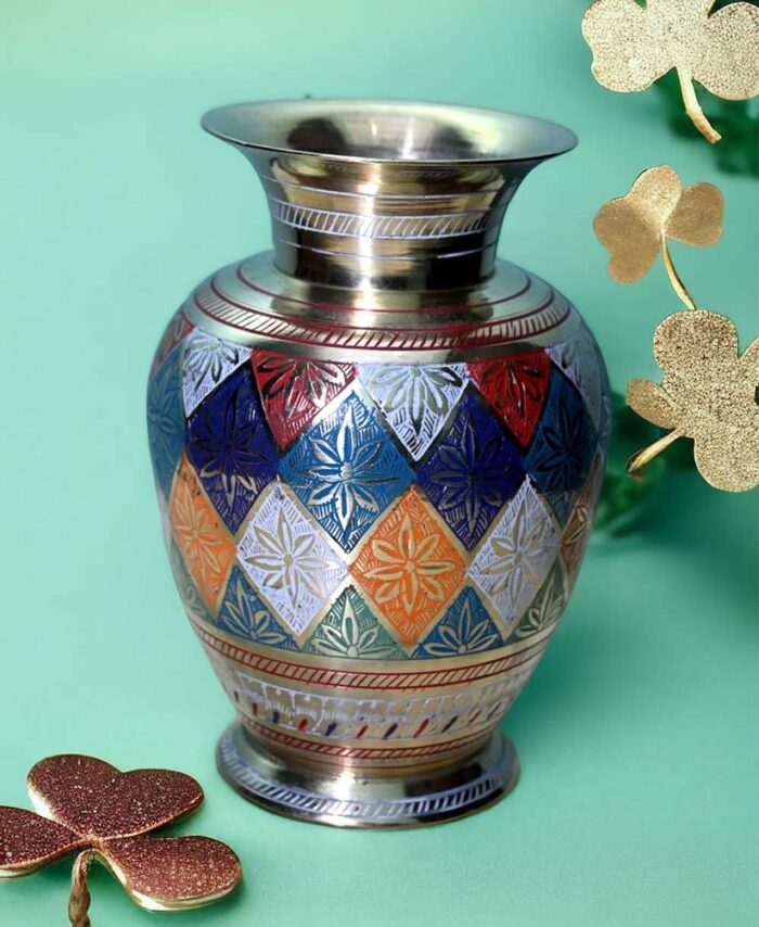Handcrafted Brass Flower Vase with Minakari Design