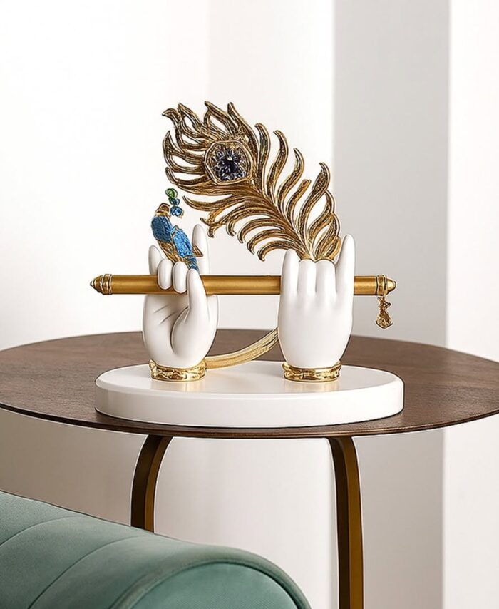 White Krishna Hand with Krishna Face Showpiece (17* 17 * 10)