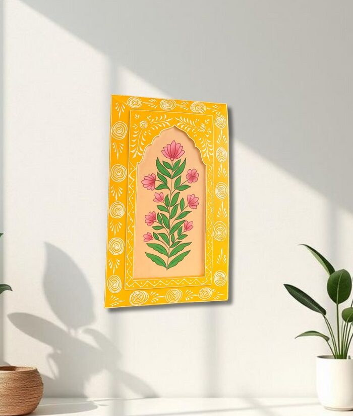 Yellow Handpainted Wooden Wall Frame