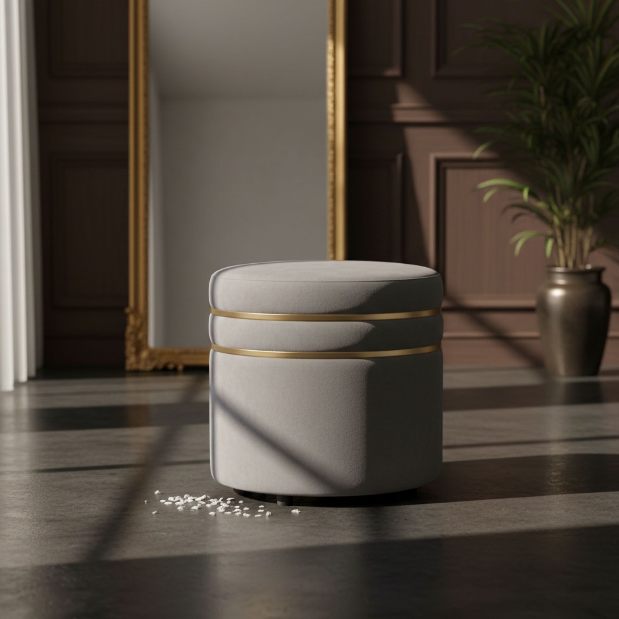 Round Storage Ottoman Pouffe Stool
