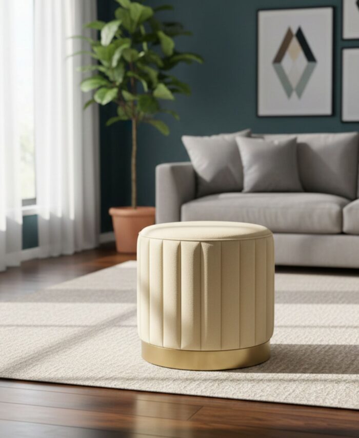 Modern Round Velvet Ottoman
