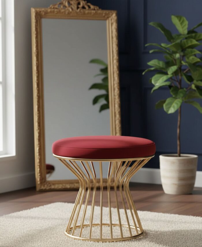 Velvet Round Cushion Stool